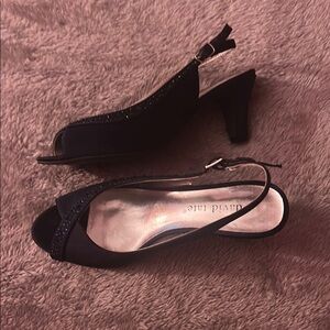 David Tate Black Heels with Slingback Design